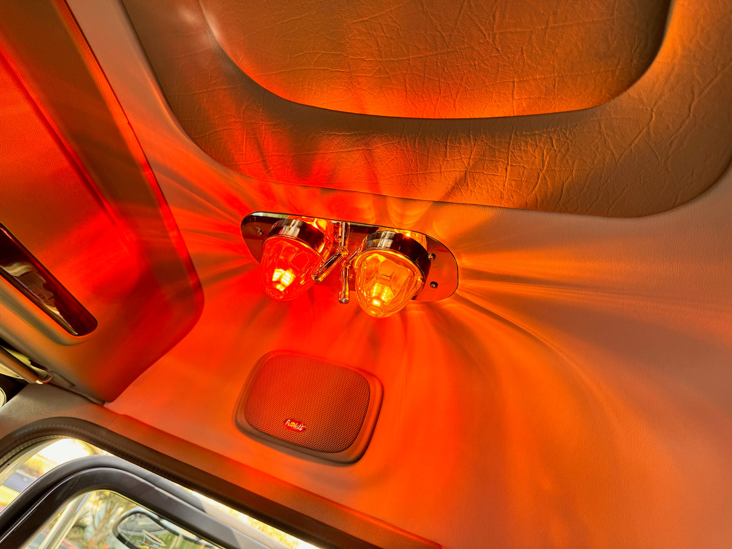 Pair 389 Peterbilt Interior Star LED's One Color Glass Watermelon W/ Hardware